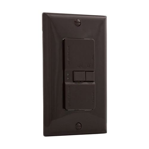 Eaton Blankface GFCI, Brown, Self-test, #14 - 10 AWG, 20A, Residential, Commercial, Flush, 125V, GFCI, Brown, Blankface, Thermoplastic,Two-pole, three-wire, grounding, SGFD20B 