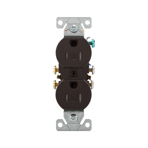 Eaton 15 Amp Duplex Receptacle, Auto-Grounded, Tamper Resistant, Brown, TR270-9B