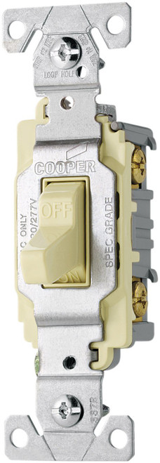 Eaton CS120A 20-Amp 120/277-volt Commercial Grade Single Pole Compact Toggle Switch with Side Wiring, Almond