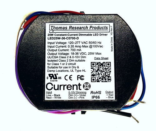 HUBBELL THOMAS RESEARCH PRODUCTS LED25W-36-C0700-D CONSTANT CURRENT LED DRIVER 
