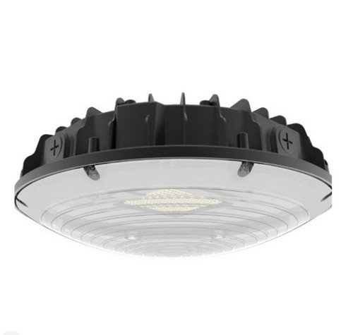 Stonco Garage and Canopy round LED Luminaire, Color Selectable, Lumen Selectable, Surface Mount, Type 5 Light Distribution, 120-347V, Bronze finish, GCR60-SCT-G1-SM-5-10-BZ