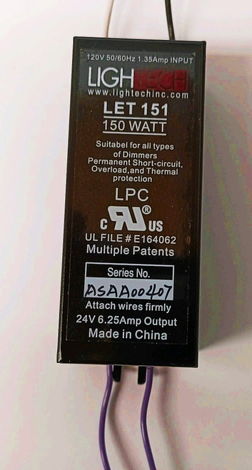 GE 66970 - Lightech 150 watt Output 120 volt Input Electronic Halogen Transformer (LET-151-24V), Dimmable