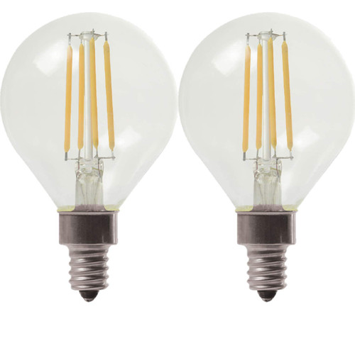 GE Lighting 24535 Clear Finish Light Bulb Dimmable LED Daylight Decorative G16.5 Globe 4 (40-Watt Replacement), 350-Lumen Candelabra Base, 2-Pack, Soft White, 2 Piece