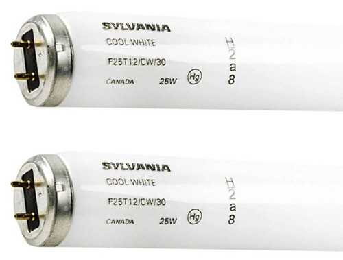 Sylvania 22528 - F25T12/CW/30 (2 Pack) 25 Watt Fluorescent Tube - 30 inch T12 Appliance Bulb - Preheat Sylvania 22528 - F25T12/CW/30 (2 Pack) 25 Watt Fluorescent Tube - 30 inch T12 Appliance Bulb - Preheat
