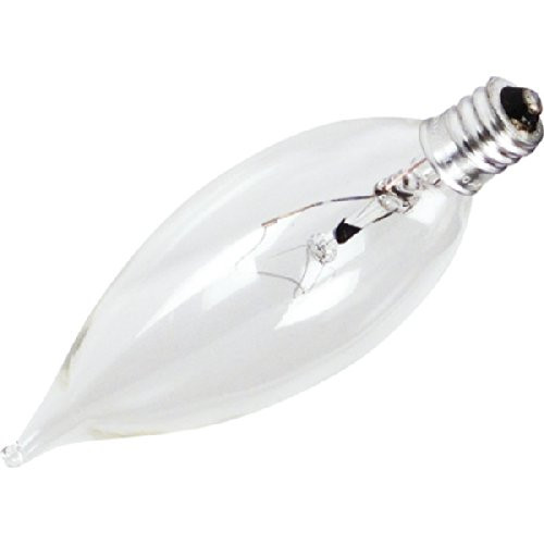 Sylvania Incandescent Light Bulb (12 pack) 15 watt - 120 volt - B10 - Candelabra Screw (E12) Base - Clear - Double Life - Flame Tip - Decor