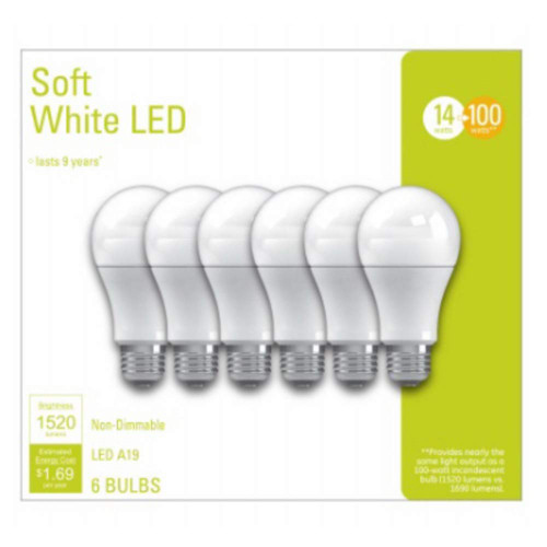 G E LIGHTING 93098309 LED Light Bulbs, Frosted Soft White, 14-Watt, 1100 Lumens, 6-Pk. - Quantity 1