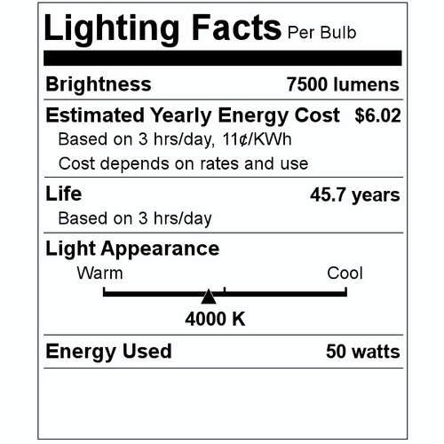 GE 22779 LED Omni-Directional Corncob, LED50ED23.5M/740, Medium Base, 50 watts, 4000K Cool White, 7500 Lumens, HID type B Replacement, ballast bypass