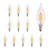 (12 bulbs) Sylvania 40207 Decorative Decor LED Candle, Bent Tip, 500 Lumen, Filament, Dimmable Daylight Indoor Outdoor 60 watt replacement Light Bulb