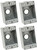 (quantity of 4) Eaton Wiring Devices 1116-SP single gang weatherproof Outlet Box,  1-gang FS Electrical Box, 3 holes