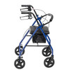 Drive Medical Aluminum Rollator with Fold Up and Removable Back Support and Padded Seat blue side view