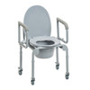 Drive Medical Steel Drop-Arm Commode with Wheels and Padded Armrests