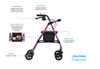 NOVA Journey Rolling Walker with Steel Frame side view dimensions