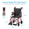 Nova Lightweight Transport Chair with Locking Hand Brakes, Flip Up Arms and Anti-Tippers Narrow Design