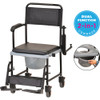 Nova Drop Arm Commode Transport Chair with Wheels  info