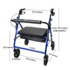 McKesson Bariatric Adjustable Height Rollator with Folding Steel Frame specifications
