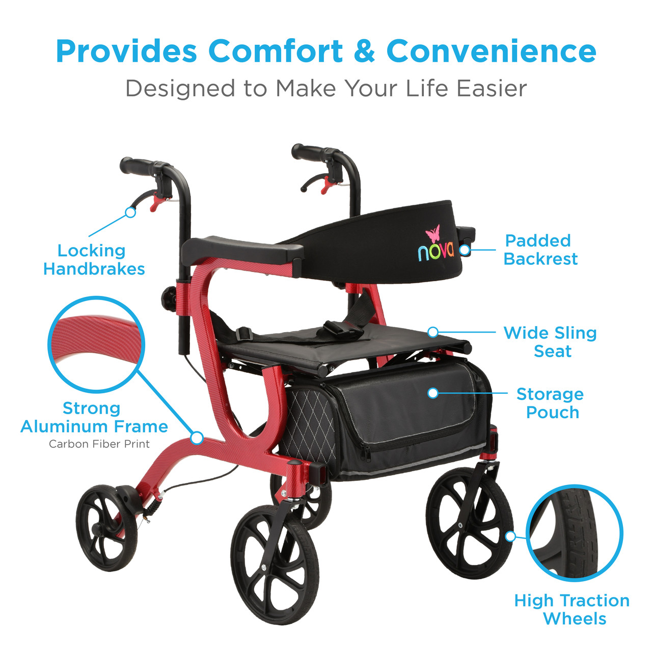 Nova Gemini 2 in 1 Hybrid Rollator and Transport Chair