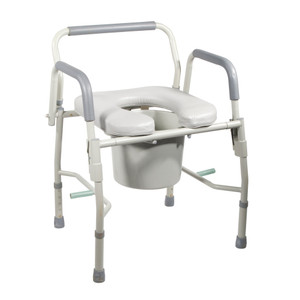 Drive Medical Steel Drop Arm Bedside Commode with Padded Seat and Arms Drive Medical Steel Drop Arm Bedside Commode with Padded Seat and Arms