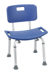 Drive Medical Bathroom Safety Shower Tub Bench Chair with Back, Blue Drive Medical Bathroom Safety Shower Tub Bench Chair with Back, Blue