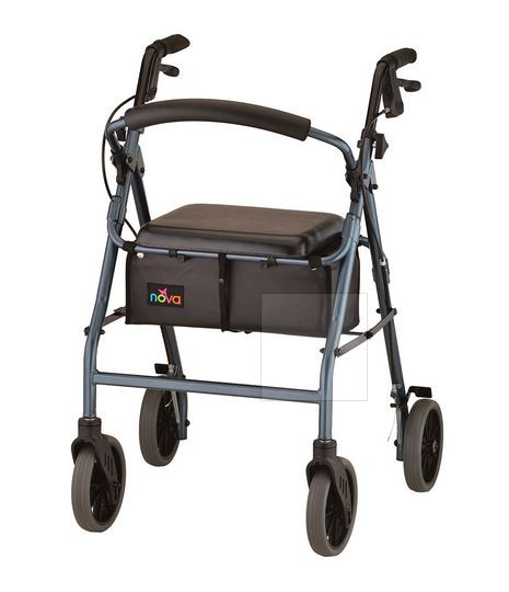 Medical Zoom Series Lightweight Folding Rollator with 8" Wheels blue