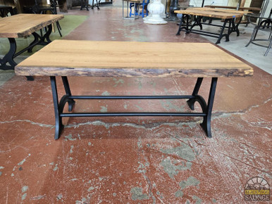 Live Edge Red Oak Coffee Table Or Bench On Machine Base, 42
