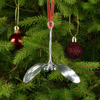 Pewter Mistletoe Tree Decoration