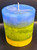 This is a large  4 inch by 4 inch round pillar candle with three color layers, each layer has a different blended fragrance