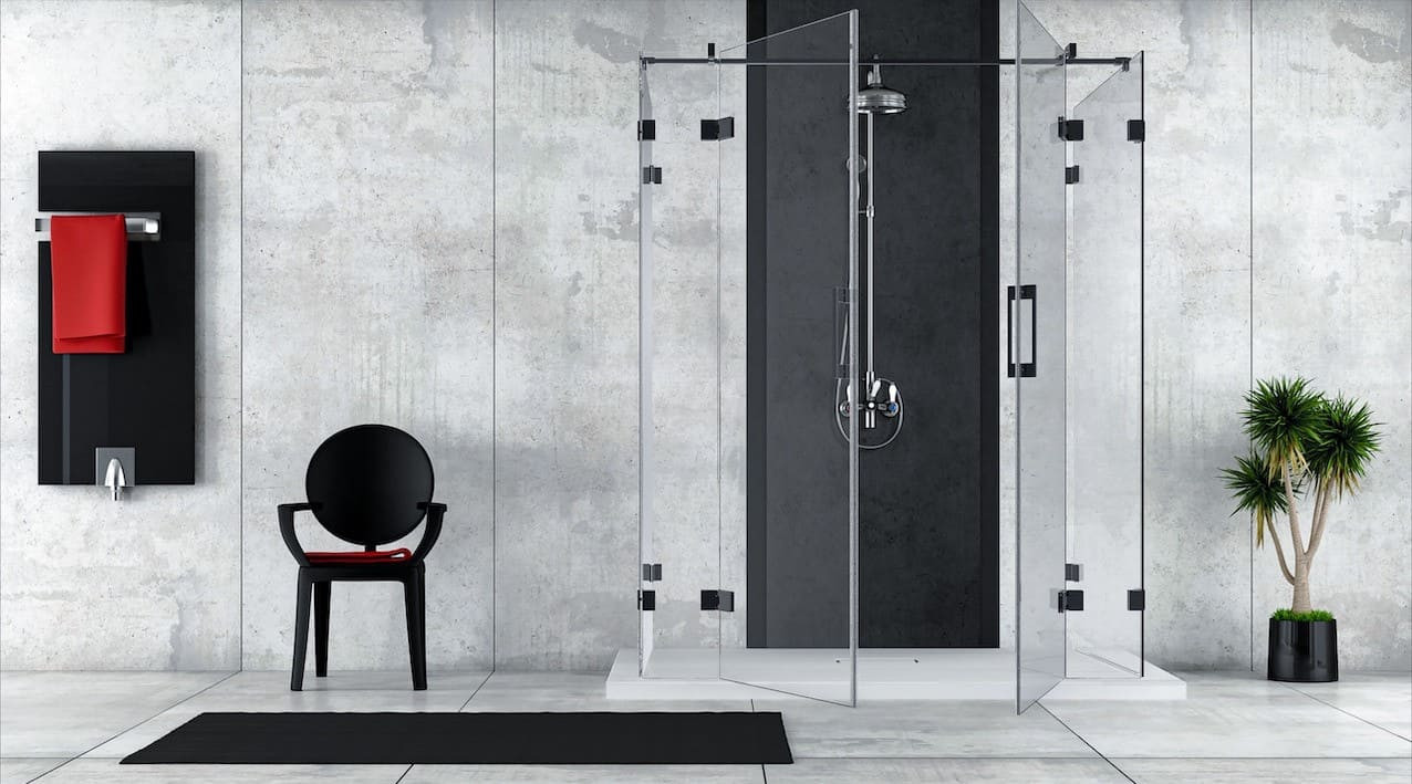 Duschkabine Glas mit schwarzen Beschlägen