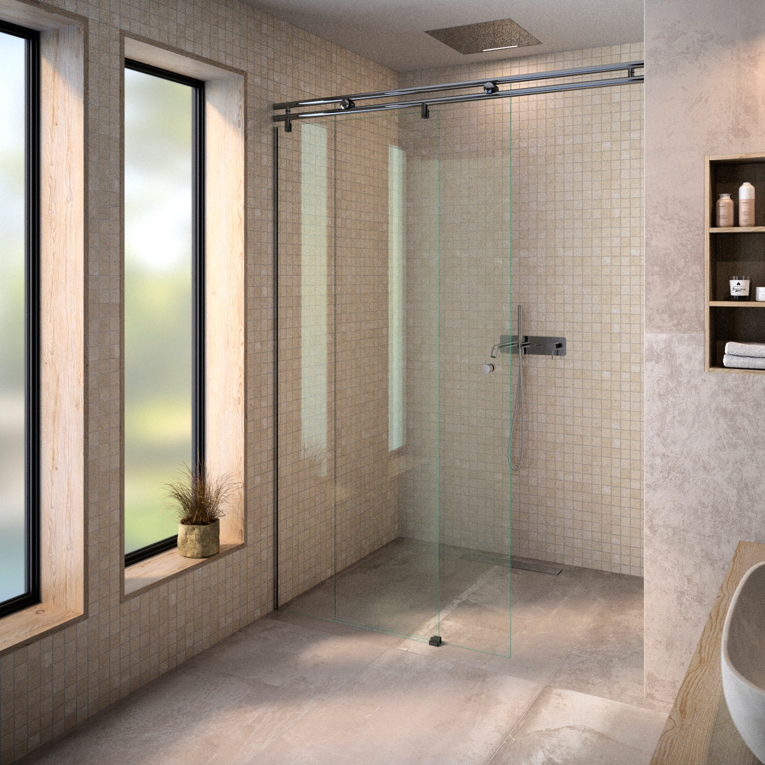 BERNSTEIN Eckdusche Mit Schiebetür – DX906 FLEX Chrom – 170x100 Cm, 8 Mm ESG Glas