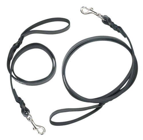 Tac-Black Leather Braided Obedience Leads