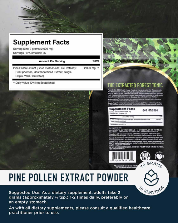 Pine Pollen Extract Powder — Single Origin, Ultra-Pure & Full Potency Extract — 70 Grams