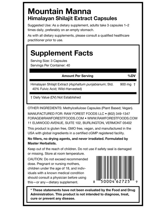 Himalayan Shilajit Extract Capsules — Ayurvedic Rasāyana Endocrine Support — 40% Fulvic Acid — 120 Count