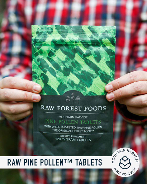 RAW Pine Pollen™ Tablets — Single Origin, Cracked Cell Wall, Non-Irradiated — 140 Count