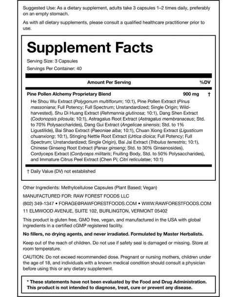 Pine Pollen Alchemy Elixir Capsules — Advanced Daily Endocrine System Support — 120 Count