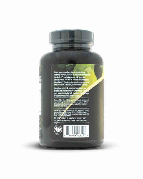 Pine Pollen & Lion’s Mane Capsules — Brain and Endocrine System Support — RAW & Ultra-Pure Extracts — 120 Count