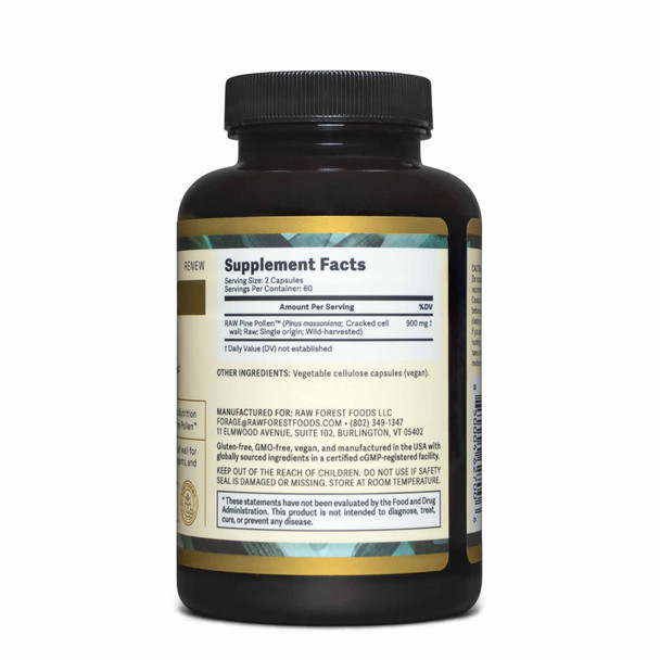 Forest Manna RAW Pine Pollen™ Capsules – 120 Count