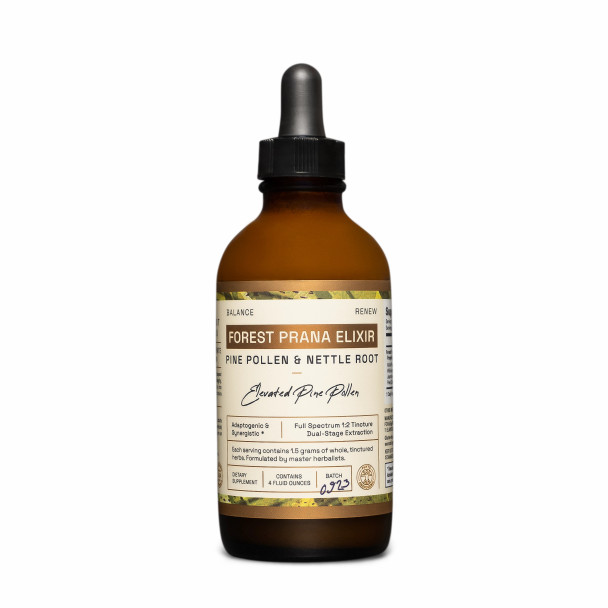 Forest Prana Pine Pollen and Nettle Root Elixir Tincture – 1:2 Extract – 4 Fl. Ounce Bottle