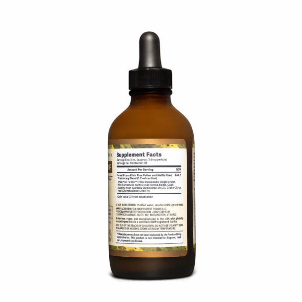 Forest Prana Pine Pollen and Nettle Root Elixir Tincture – 1:2 Extract – 4 Fl. Ounce Bottle