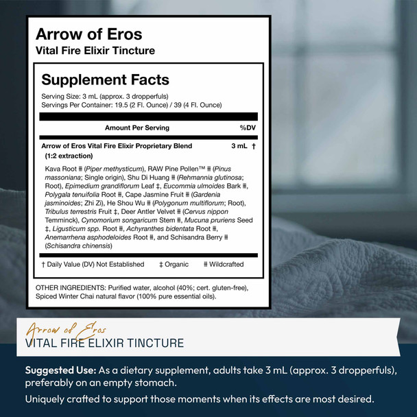 Arrow of Eros Vital Fire Aphrodisiac Elixir Tincture – Supplement Facts