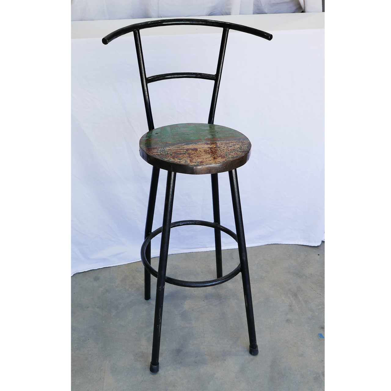 OPEN BOX SALE Reclaimed Boat Wood and Iron Bar Stool