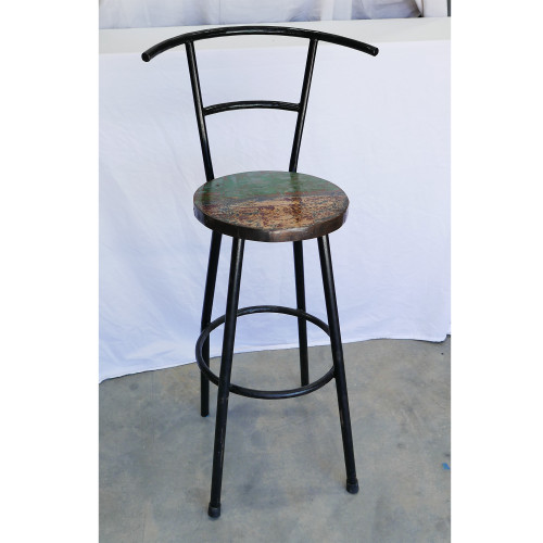 OPEN BOX SALE: Reclaimed Boat Wood and Iron Bar Stool