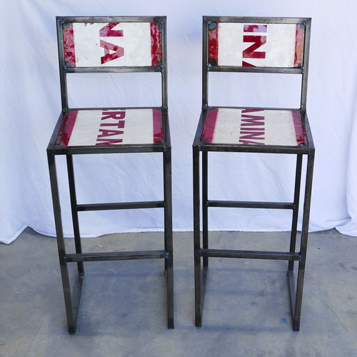 OPEN BOX SALE: Refinery Recycled Metal & Iron Counter Stool - Set of 2