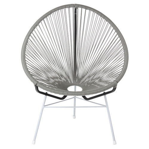 Acapulco Papasan Lounge Chair, Grey with White Base