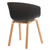 Danish Mid-Century Modern Black Side Chair, Curved Wood Legs