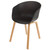 Danish Mid-Century Modern Black Side Chair, Curved Wood Legs