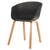 Danish Mid-Century Modern Black Side Chair, Curved Wood Legs