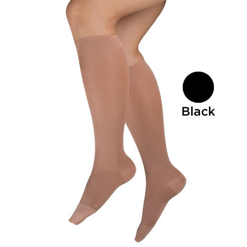 Microfiber Moderate  Md 15-20mmhg  Knee Highs  Black