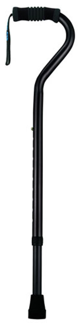 Standard Offset Walking Cane Adjustable Aluminum  Black