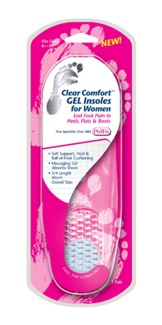 Clear Comfort Gel Insoles For Women (fits Sizes 6-10) Pair