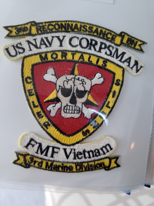 US Navy Corpsman FMF Vietnam 3rd Marine Division Patch