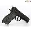 VZ Grips' VZ Reco Palm Swell Black Gray G-10 CZ 75 grips, hero photo